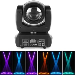 무빙 헤드 LED 100W 빔 DMX 라이트 7 색 8 고보 회전 프리즘 효과 사운드 DJ 파티 클럽 이벤트 도착