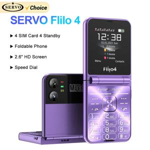 SERVO Flilo4 플립 핸드폰 4 SIM 카드 GSM 셀룰러 네트워크 손전등 스피드 다이얼 매직 음성 접이식 휴대 전화 저렴한 가격
