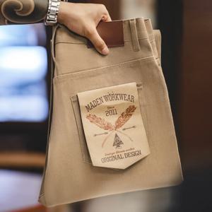 마덴 레트로 11.7oz 레드라인 셀비지 로우 데님 진 남성용 카키 웰피팅 스트레이트 팬츠 미드웨이스트 캐주얼 가을 바지