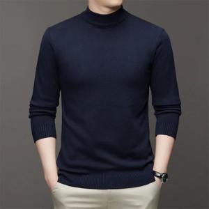 남성용 하프 하이넥 긴팔 단색 스웨터, 부드럽고 따뜻하며 편안한 탑, 베이스가 있는 7 가지 색상