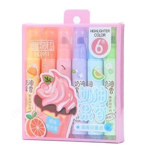 6pcs 크림 과일 아로마 형광펜 파스텔 귀여운 형광펜 모듬 색상 성경 저널 학교 사무용품에 대한 빠른 건조