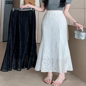 세련된 레이스 A라인 미니 스커트 여성용 하이웨이스트 슬림핏 섹시 슬리밍 롱 스커트 봄 여름 퓨어 디자이어 스타일