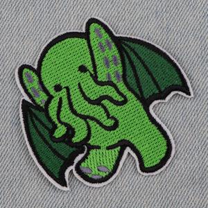 녹색 괴물 Cthulhu 의류에 대한 수 놓은 패치 DIY 배지 접착제 의류 스티커에 귀여운 만화 패치 Appliques