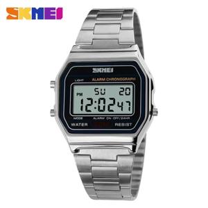 Skmei 3Bar 방수 디지털 시계 Reloj Hombre 캐주얼 스포츠 1123 패션 남자 스테인레스 스틸 스트랩 LED 디스플레이 시계