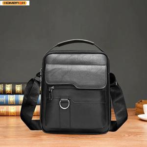 Homefish 브랜드 남성용 숄더백 9.7인치 iPad PU 가죽 플랩 크로스바디 백 비즈니스 플랩 남성용 솔리드 메신저 백 여행 가방