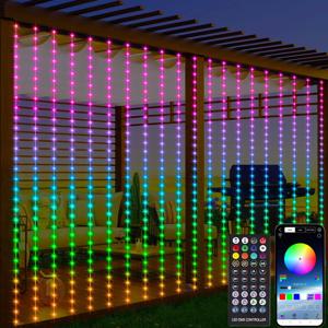 3M RGB 스마트 LED 커튼 조명 크리스마스 장식 APP 원격 USB 갈 랜드 문자열 빛 요정 램프 웨딩 홀리데이 침실 야외