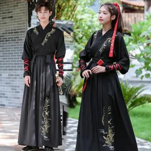 Hanfu 고대 스타일 검객 정장 중국 스타일 childe 고대 의상 남성 여성 투피스 세트 코스프레 의류