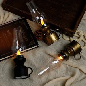 빈티지 레트로 LED 오일 램프 랜턴 배터리 작동식 장식 조명 (가정, 침실, 거실, 휴일, 크리스마스 장식 선물용)