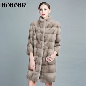 HDHOHR 2026 신상 100% 리얼 밍크 퍼 코트 여성 패션 천연 밍크 퍼 코트 따뜻한 숏 코트 큰 모자 달린 겨울 자켓