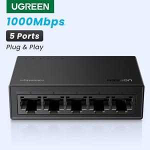 UGREEN 이더넷 스위치 1000Mbps 미니 네트워크 확장 5 포트 라우터 PC Lan 허브 용 모든 기가비트 전이중/반이중 플러그 앤 플레이