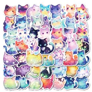 50Pcs 다채로운 별이 빛나는 고양이 스티커 DIY 헬멧에 대 한 귀여운 고양이 전사 술 기타 전화 노트북 오토바이 수하물 스티커