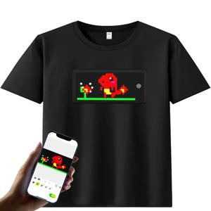LED 티셔츠 디스플레이 스크린 스마트 앱 프로그래밍 가능 스크롤 메시지 LED 티셔츠 및 발광 의류 미니 플렉시블 패널