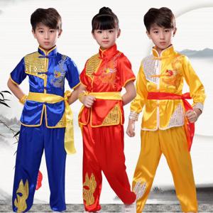 봄 여름 어린이 무술 의상 아기 복장 세트 중국어 쿵푸 정장 무대 소년 태극권 소녀 Wushu 아동복