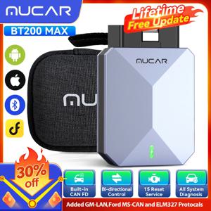 평생 무료 업데이트 MUCAR BT200 Max OBD2 스캐너 지원 CAN FD EML327 프로토콜 양방향 제어 모든 시스템 진단 도구 15 모든 차량용 재설정