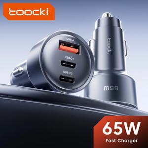 투키 65W USB C 차량용 충전기 3포트 타입 C 고속 충전 PPS PD3.0 QC 차량용 휴대폰 충전기 아이폰 16 샤오미 화웨이 삼성용