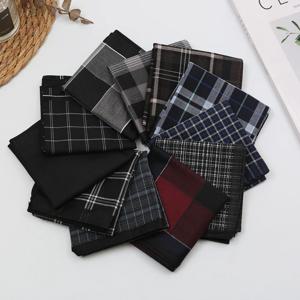 11Pcs 남성용 면 염색 손수건 클래식 신사 격자 무늬 손수건 빈티지 향수 부드럽고 편안한 세트 43cm