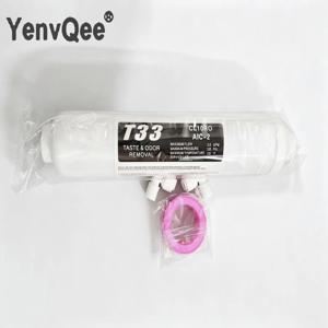 10 인치 T33 2pcs 피팅 정수기 인라인 코코넛 탄소 포스트 워터 필터 역삼 투용 5 마이크론 탄소 필터