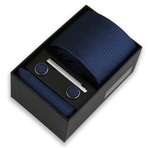 브랜드 패션 8cm 넥타이 손수건 커프스 버튼 클립 세트 선물 상자 남성용 넥타이 정장 액세서리 포멀 비즈니스 그라바타
