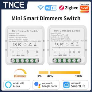 TNCE Tuya wifi 조광기 ZigBee 모듈은 2 웨이 제어 LED 조명을 지원합니다. 스마트 라이프 앱으로 디밍 가능 스위치 작동 Alexa Google 홈