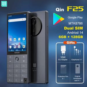 Qin F25 듀얼 SIM 터치스크린 MTK8786 안드로이드 14 와이파이 3.54인치 6GB +128GB 구글 블루투스 2700mAh 배터리 640*960 듀오킨 폰