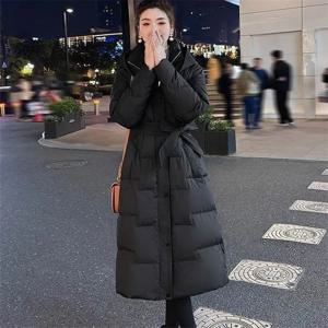2026 신상 여성용 롱 오버니 다운 코튼 재킷 두꺼운 허리 조절 가능 겨울 아우터 반팔 코튼 코트