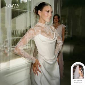 LORIE 럭셔리 머메이드 웨딩 드레스 코르셋 보트넥 브라이덜 드레스 아플리케 레이스 풀 슬리브 웨딩 가운 맞춤 제작 2026