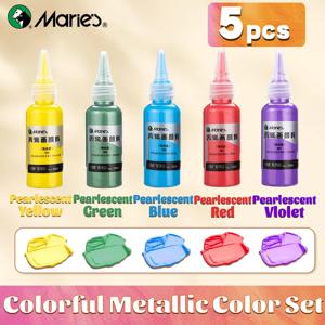 5pcs 마리의 금속 아크릴 페인트 세트, 광택 쉬머 공예, DIY, 락 디자인을 위한 풍부한 다채로운 진주 안료