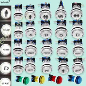 5V 12V 라이트 푸시 버튼 33mm LED 조명 투명 플라스틱 코인 아케이드 조이스틱 게임 제로 딜레이 DIY 부품 자판기
