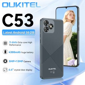 Oukitel C53 스마트폰, 6.6인치 선명한 디스플레이, 13MP 카메라, 8GB(4+4)+64GB 저장공간, 4300mAh 배터리, 안드로이드 14 모바일폰