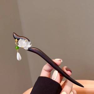 1PC 우아한 연꽃 나무 머리 스틱, 술, 중국 전통 헤어 액세서리, 여성용 Updos를위한 매력적인 머리핀