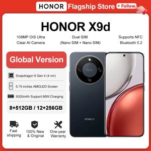 HONOR X9d 글로벌 버전 6.79인치 AMOLED 디스플레이 108MP 듀얼 AI 카메라 8300mAh 배터리 66W 고속 충전 지원 안드로이드15 듀얼 SIM