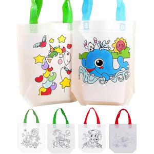6~20pcs 부직포 보관 가방 손잡이가 있는 흰색 만화 패턴 쇼핑백 교육용 인센티브 용품 수제 DIY 가방 TMZ