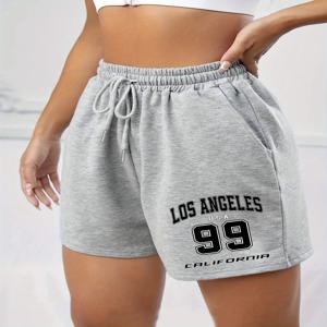 여성용 로스앤젤레스 99 캘리포니아 프린트 캐주얼 러닝 반바지, 스포츠 및 레저용, 루즈핏, 편안한 핏