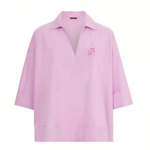 CHCH 블라우스 여성용 여름 뉴 탑 솔리드 v 넥 반팔 캐주얼 셔츠 패션 블라우스 Loose Elegantes Apparel