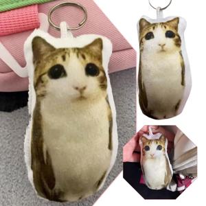 재미있는 바이럴 야옹 고양이 플러시 사운드 키체인, 부드러운 봉제인형 가방 참, 귀여운 백팩 펜던트, 고양이 애호가와 친구들을 위한 선물