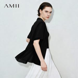 Amii 여성용 블레이저 2026 여름 신작 노치 라펠 쉬폰 스플라이싱 반소매 자켓 여성용 싱글 버튼 캐주얼 탑 12622126