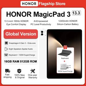 HONOR MagicPad 3 태블릿 글로벌 버전 13.3인치 165Hz 시력 보호 화면 스냅드래곤 8 Gen 3 12450mAh 장시간 지속 배터리