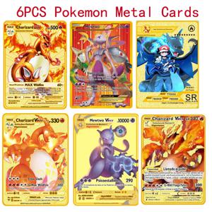 포켓몬 Vmax 포켓몬 카드 Vstar GX V 영어 메탈 카드 애니메이션 Charizard Mewtwo Blastoise Shiny Letters 게임 컬렉션 카드 장난감