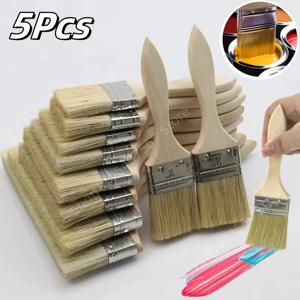 5Pcs 우수한 품질의 페인트 브러시 나무 손잡이 바베큐 브러시 1-6 인치 부드러운 헤어 브러시 아티스트 페인팅 브러쉬 가구 페인트 도구