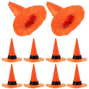 10Pcs 할로윈 미니 마녀 모자 펠트 작은 마녀 모자 파티 장식 마녀 모자 카니발 마스크 드레스업 소품