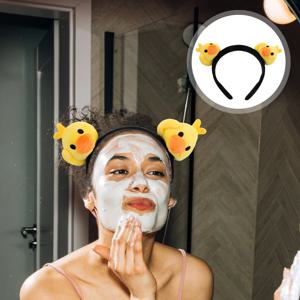 노란 오리 만화 머리띠 부드럽고 편안한 동물 모양 세안용 헤어웨어 귀여운 액세서리 귀여운 동물 귀 메이크업 헤어밴드