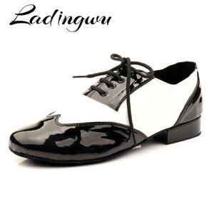 Ladingwu 남성용 라틴 댄스 슈즈, 정품 가죽, 현대 무용 슈즈, 볼룸 댄스 슈즈, 스퀘어 댄스 슈즈, 라틴 2.5cm