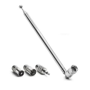 텔레스코픽 공중 안테나 TV 라디오 DAB AM/FM 범용 로드 안테나, 7 섹션 교체, 3.5mm 어댑터, 공중 길이 76cm