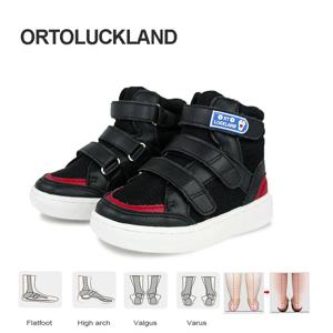 Ortoluckland 어린이 운동화 어린이 소년 가죽 메쉬 정형외과 신발 유아 아기 소녀 발끝 아치 지지대 신발