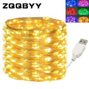 10M 20M 방수 USB LED 조명 문자열 구리 와이어 요정 갈 랜드 라이트 램프 크리스마스 웨딩 파티 휴일 조명 화환