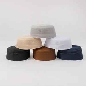 남성용 무슬림 모자 의류 스컬 기도 모자 플랫 탑 니트 메쉬 쿠피 키파 이슬람 사우디 유대인 여름 03310