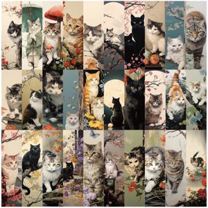 30PCS 일본식 고양이 책갈피 유럽과 그림자 장식 크리 에이 티브 풍경 바 내구성 독서 사진 액세서리