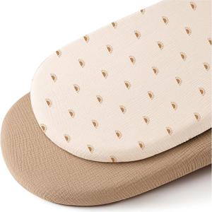 2PCS 아기 장착 요람 시트 신생아 변경 패드 커버 솔리드 인쇄 통기성 어린이 침대 장착 시트 요람 매트리스 커버