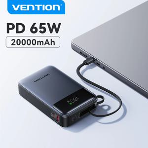 벤션 65W 파워뱅크 20000mAh 내장 USB-C 케이블 휴대용 보조배터리 노트북용 PD 고속 충전기 아이폰 17 삼성 S25 S24 호환