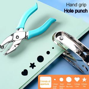 귀여운 금속 휴대용 종이 펀치 핑크/그린 스크랩북 천 별 하트 원형 구멍 Diy 공예 모양 커터 단일 구멍 펀처